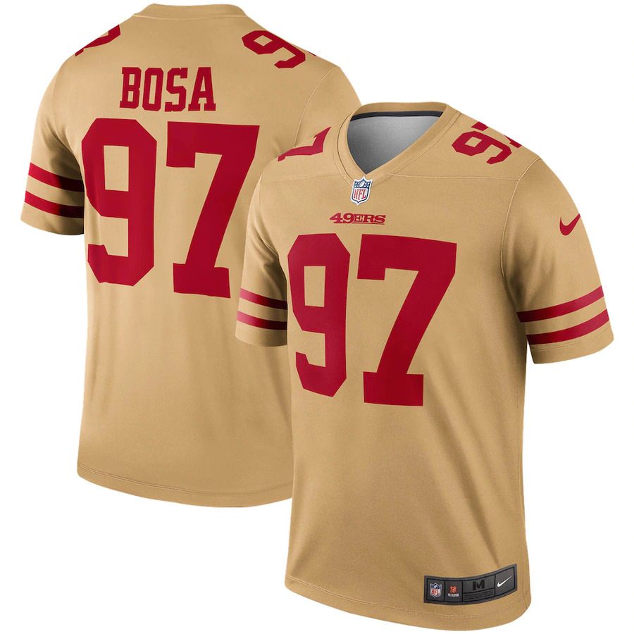Men San Francisco 49ers #97 Nick Bosa Nike Gold Inverted Legend NFL Jersey